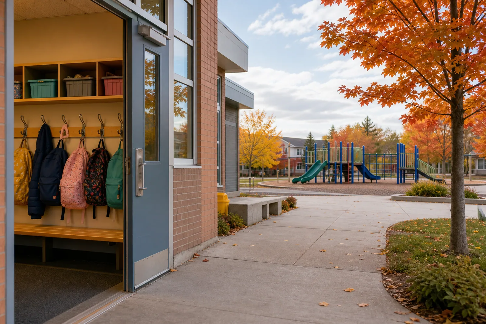 A welcoming Canadian elementary school entrance