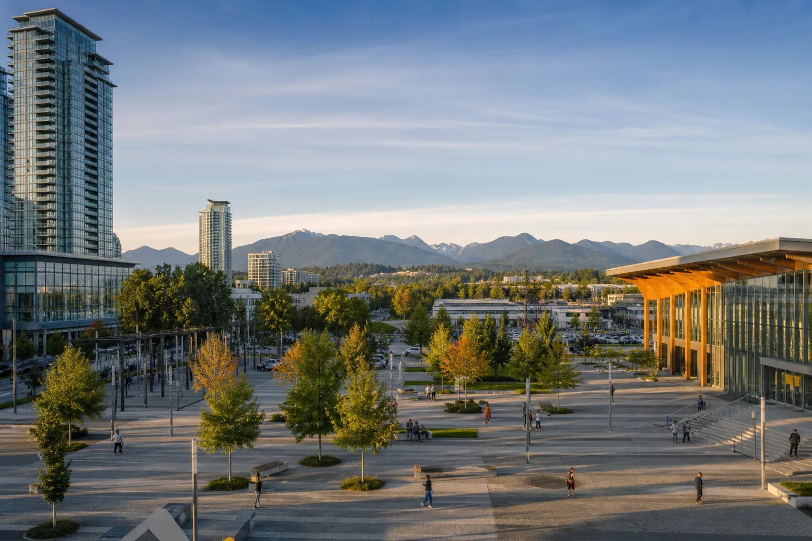 An aerial view of the Metro Vancouver region near Surrey, British Columbia