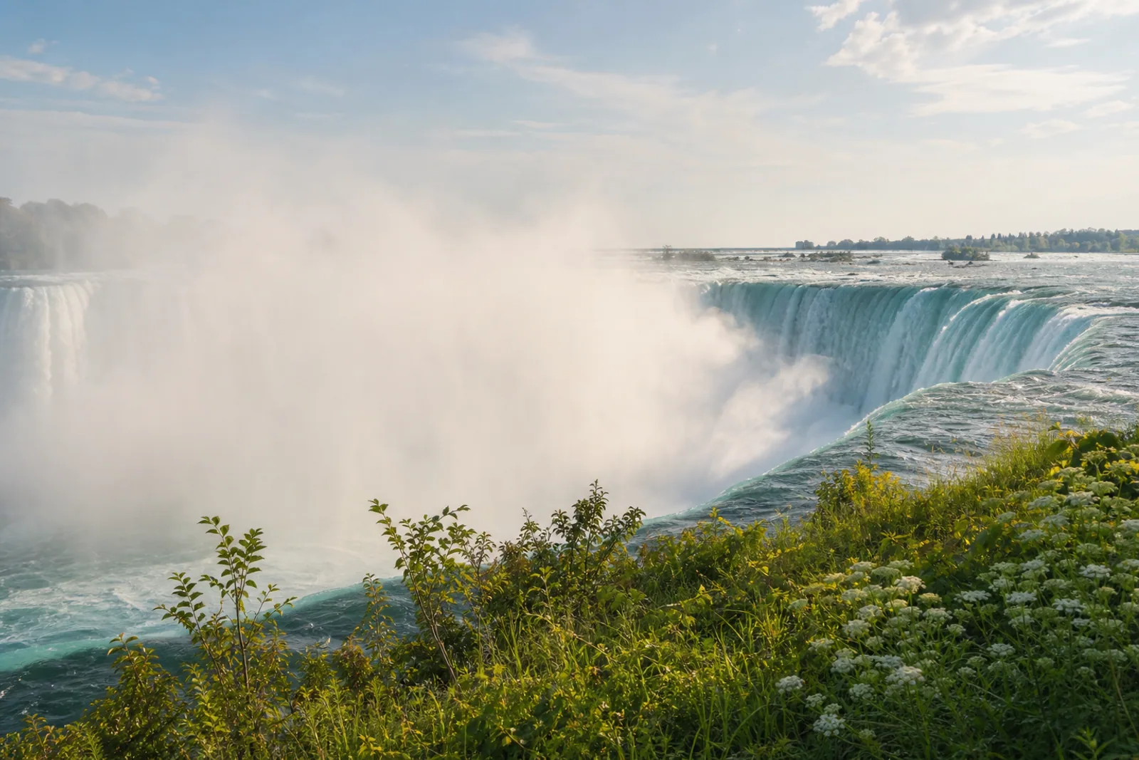 Water rushing over Niagara Falls in Ontario