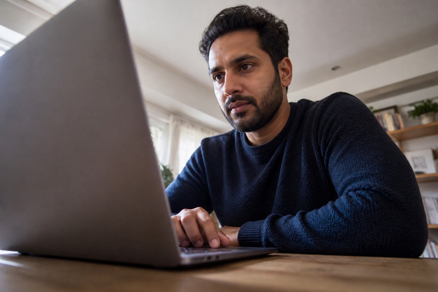 A newcomer using the Permanent Residence Portal on a laptop