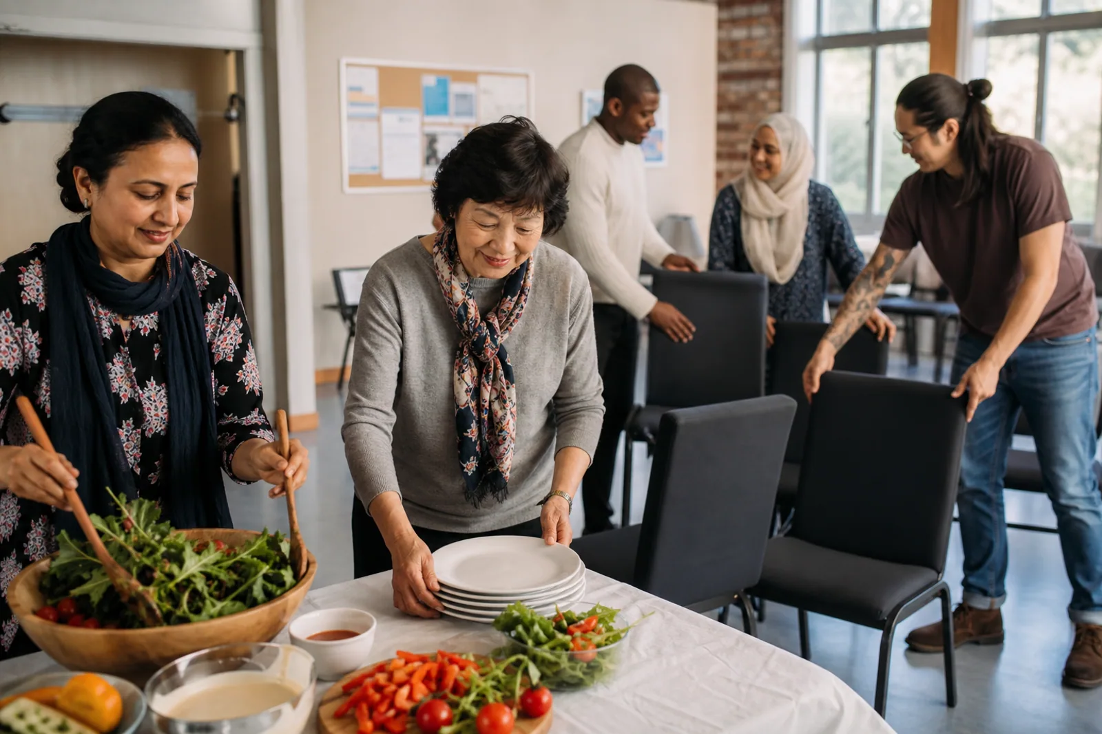 People gathering at a community event