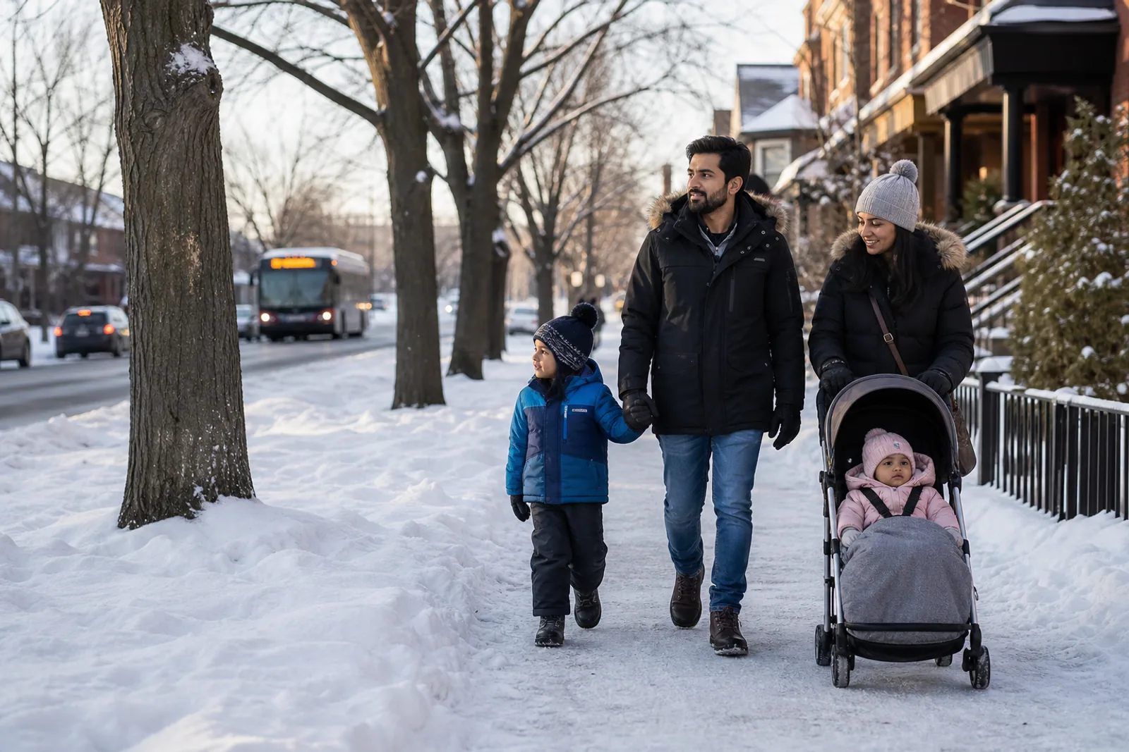People outdoors during a Canadian winter
