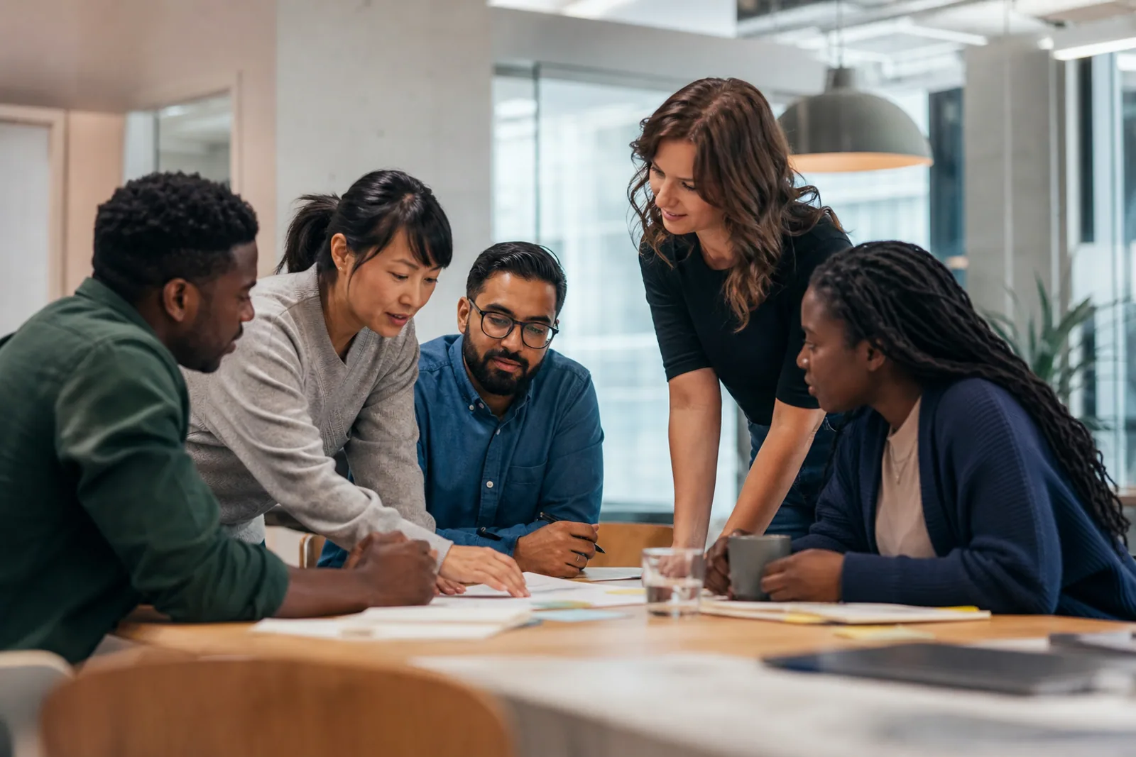Professionals collaborating in a workplace